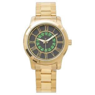 Irische Geist-Grün-Kleeblätter Armbanduhr