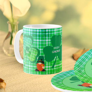 Irische Gnom Monogramm Kleeblatt St. Patrick's Kaffeetasse