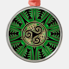 Irische grüne MandalaCeltic Triskele Verzierung Silbernes Ornament