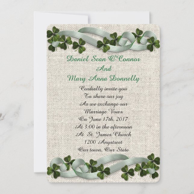 Irische Hochzeit Einladungen machen elegant (Vorderseite)