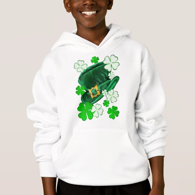 Irische Hut-und Kleeblatt-Shirts Hoodie (Vorderseite)