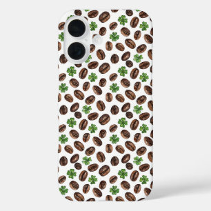Irische Kaffebohnen und Kleeblätter Lustiges Desig iPhone 16 Hülle