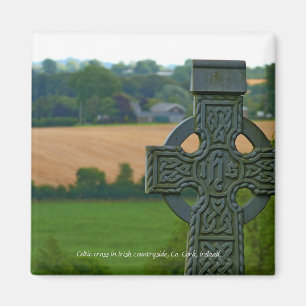 Irische keltische Kreuz, irische Landschaft Magnet