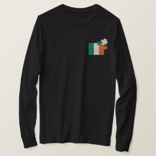 irische Kleeblätter Besticktes Langarmshirt