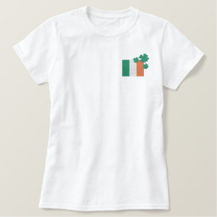 irische Kleeblätter Besticktes T-Shirt