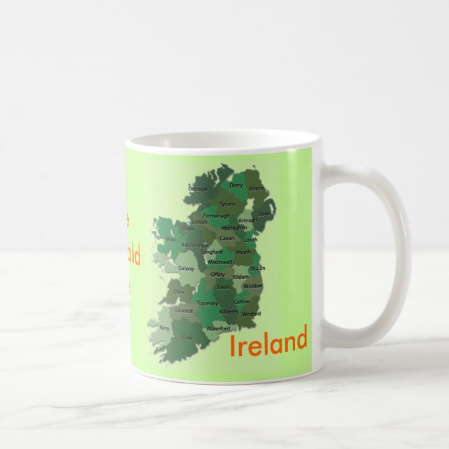 Irische Landkreis-Karte von Irland-Tasse Kaffeetasse (Rechts)