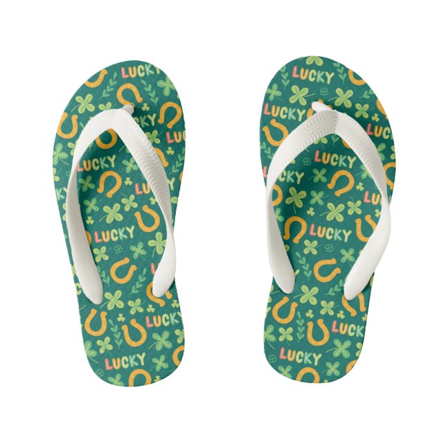 Irische LUCKY-Grünmuster Kinderbadesandalen (Fußbett)