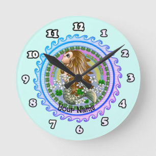 Irische Meerjungfrau-Uhr Runde Wanduhr