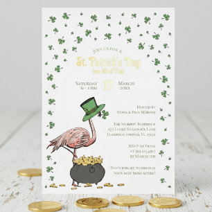 Irische Shamrock-Flamingo-St.-Patrick's-Party Folieneinladung