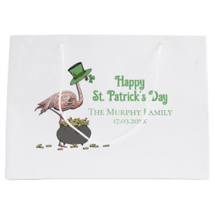 Irische Shamrock-Flamingo-St.-Patrick's-Party Große Geschenktüte