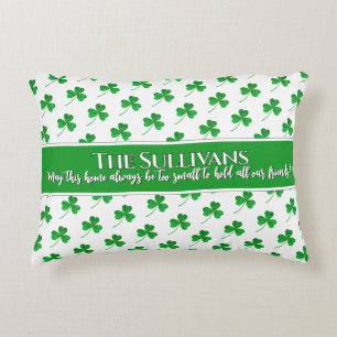 Irische Shamrock-Muster personalisierte gemütliche Dekokissen