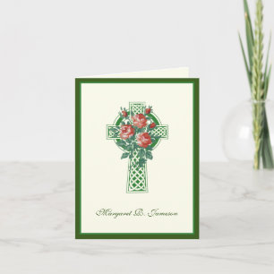 Irische Shamrocks Keltisches Kreuz rote Rosen Beil Dankeskarte