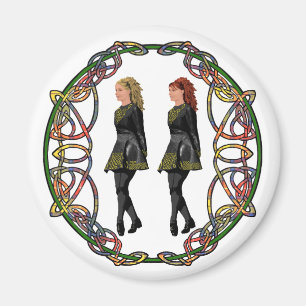 Irische Steppetänzer in keltischer Knotenornament- Magnet