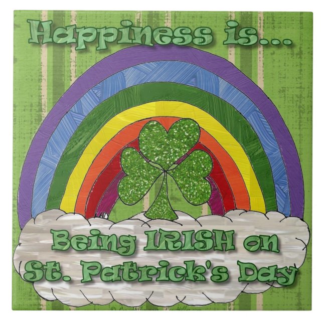 Irische Stimmung am St. Patrick's Day Keramikflies Fliese (Vorderseite)