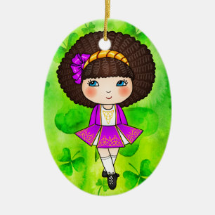 Irische Tänzerin im violetten Kleid Keramik Ornament