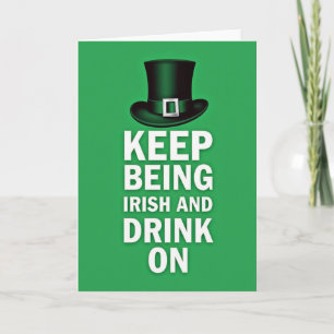 Irische Trinkkarte mit Zylinderhut Karte