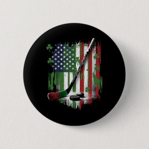 Irische USA-Flagge Leprechaun Glückshockey St. Pat Button