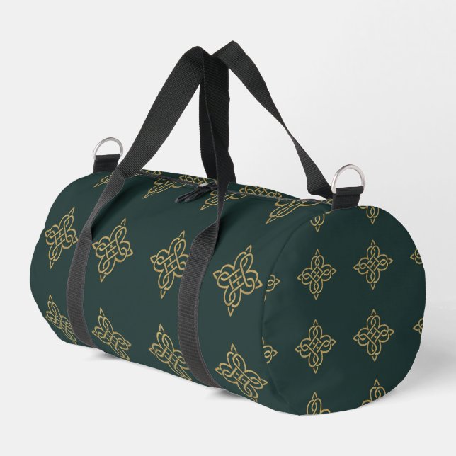 ⭐ ⭐ ⭐ ⭐ irischen keltischen Knoten - Gold auf Grün Duffle Bag (Linke Seite)
