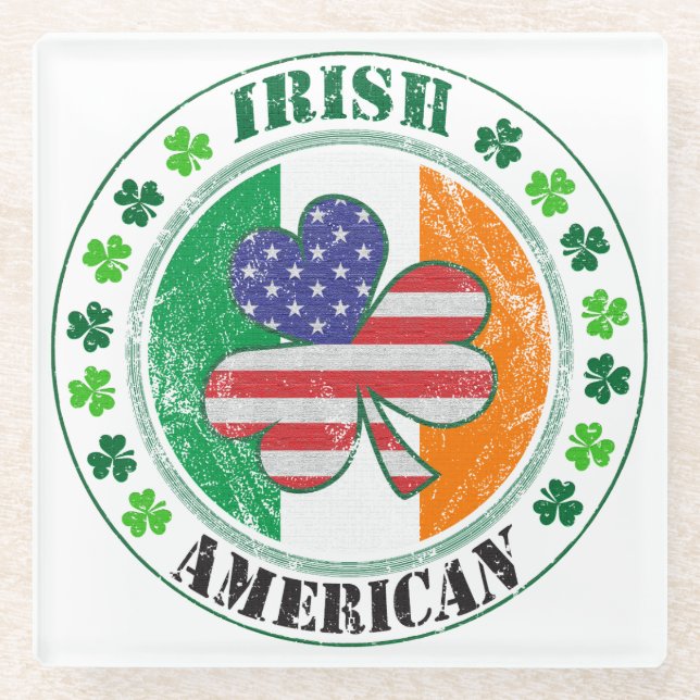 irischer Amerikaner Glasuntersetzer (Vorderseite)