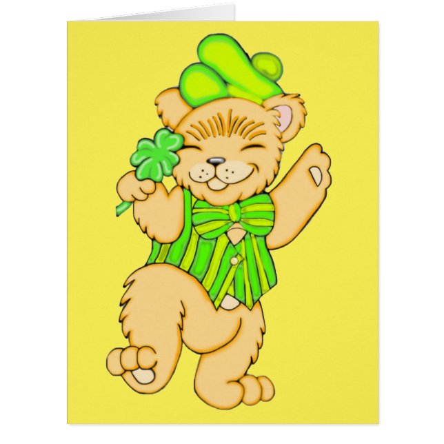 Irischer Bär mit Kleeblatt Grußkarte (Vorderseite)