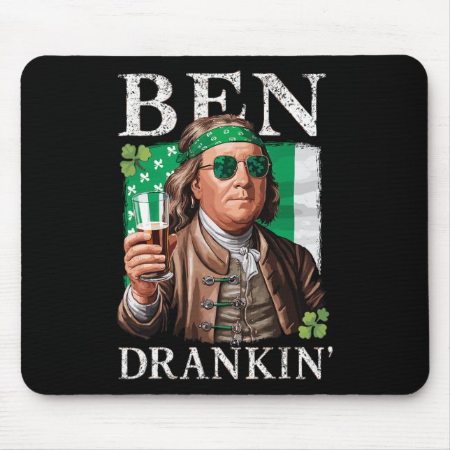 Irischer Ben trank Bier - St Pattys Männer und Fra Mousepad (Vorne)