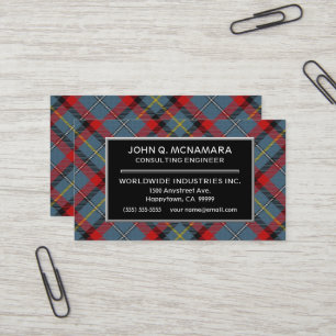 Irischer Clan MacNamara McNamara Tartan kariert Visitenkarte