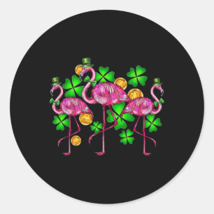 Irischer Flamingo St Patricks Tag Vogel Tier Kinde Runder Aufkleber
