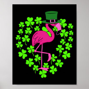 Irischer Flamingo St Patricks Tag Vogel Tier Poster