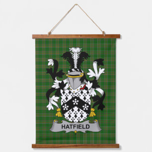 Irischer Hatfield-Wappen Familienwappen Wandteppich Mit Holzrahmen