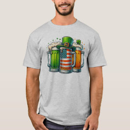 🇮 🇪 irischer Hut, amerikanische Flagge & Bier T-Shirt