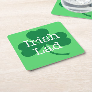 Irischer junger Mann, grünen Kleeblatt-St Patrick Rechteckiger Pappuntersetzer