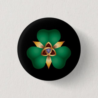 Irischer Klee und Dreiheits-Knoten-Charme-Knopf Button