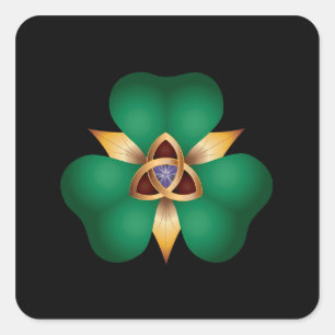 Irischer Klee-und Quadratischer Aufkleber