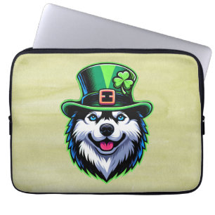 Irischer Kleeblatt Sibirischer Husky Hund St. Patr Laptopschutzhülle