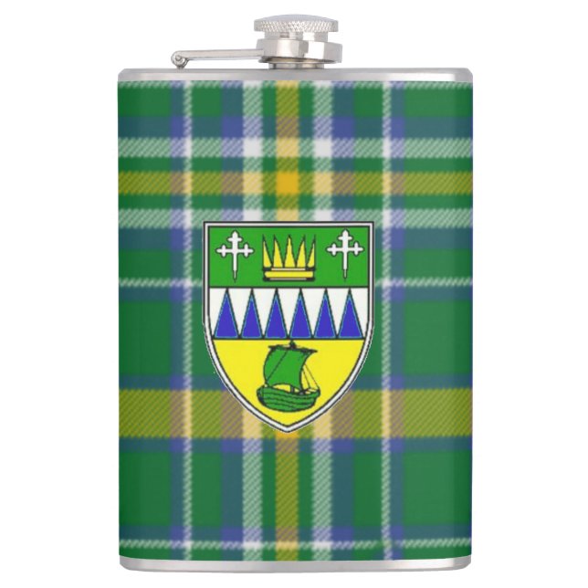 Irischer LandkreisKerryTartan u. -Wappen Flachmann (Vorderseite)