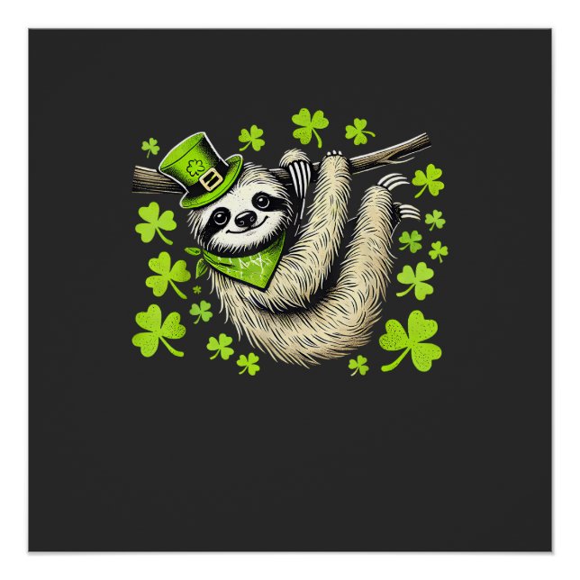 Irischer Leprechaun Faultier Shamrock St Patricks  Poster (Vorderseite)