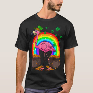 Irischer Leprechaun Flamingo Lustiger St. Patrick' T-Shirt