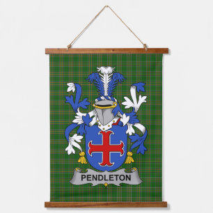 Irischer Pendleton-Wappenschild Familienwappen Wandteppich Mit Holzrahmen