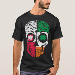 Irischer polnischer Zucker-Schädel Irland Polen Fl T-Shirt