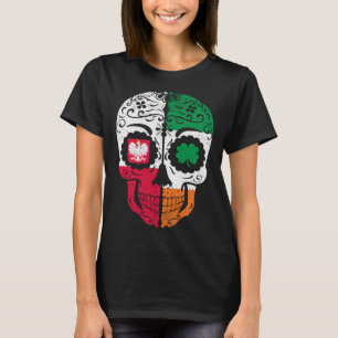 Irischer polnischer Zucker-Schädel Irland Polen Fl T-Shirt
