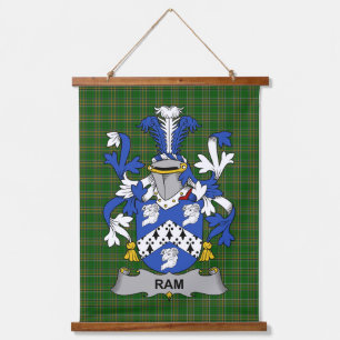 Irischer Ram-Wappen Familienwappen Wandteppich Mit Holzrahmen