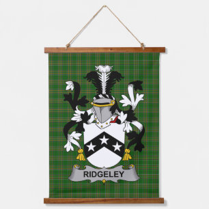 Irischer Ridgeley-Wappen Familienwappen Wandteppich Mit Holzrahmen