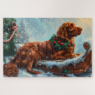 Irischer Roter Setter Hund Weihnachtsfestlich