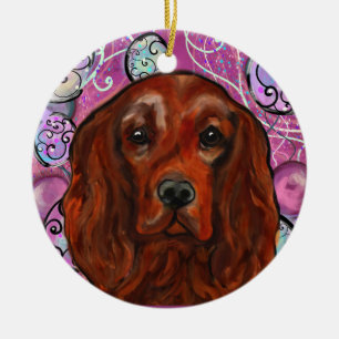 Irischer Roter Setter Keramik Ornament