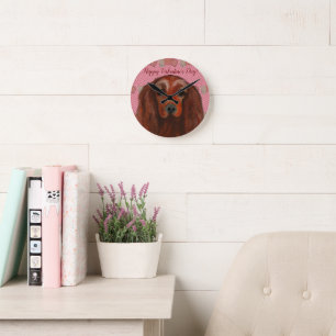 Irischer Roter Setter Runde Wanduhr