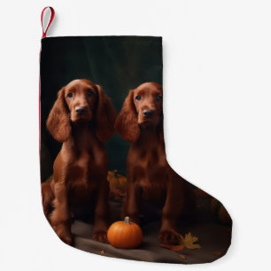 Irischer Rotsetter-Welpe Herbstfreude Kürbis Kleiner Weihnachtsstrumpf