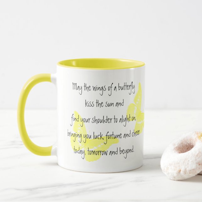 Irischer Segen: Flügel eines Schmetterlinges Tasse (Mit Donut)