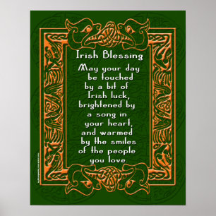 Irischer Segen mit keltischem Schriftart und Poster