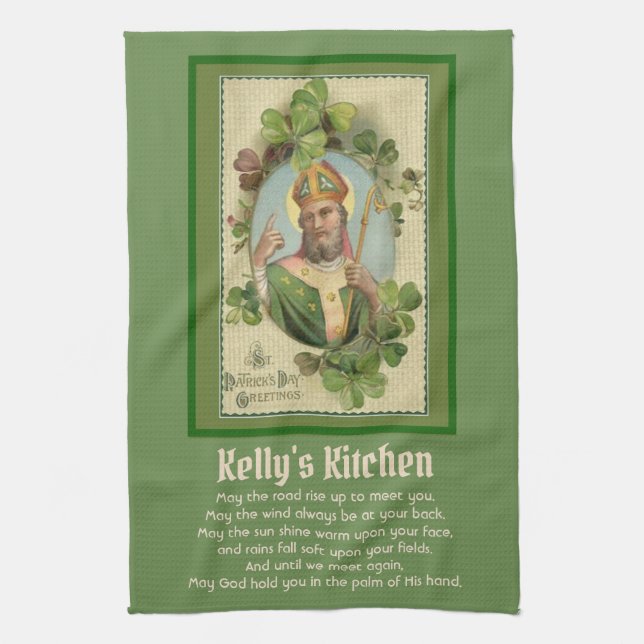 Irischer Segen-religiöse Kleeblätter St Patrick Geschirrtuch (Vertikal)