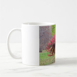 Irischer Setter durch einen brennenden Bush Kaffeetasse